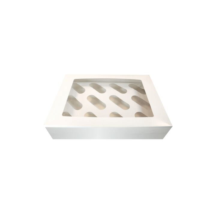 12 CAVITY WHITE CUPCAKE BOX main product photo