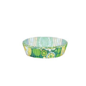 FLORAL GREEN BAKING CASES 75X20MM
