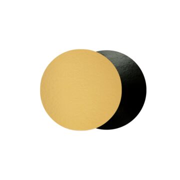 CAKE BOARD ROUND GOLD & BLACK 20CM