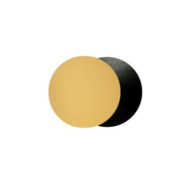 CAKE BOARD ROUND GOLD & BLACK 18CM