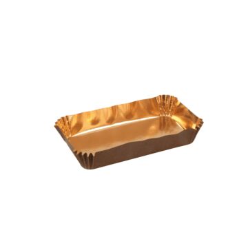 RECTANGULAR BAKING CASE, BROWN GOLD LINED