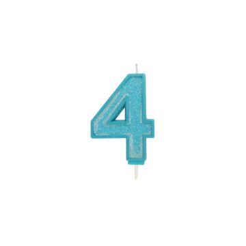 CANDLE BLUE SPARKLE "4"