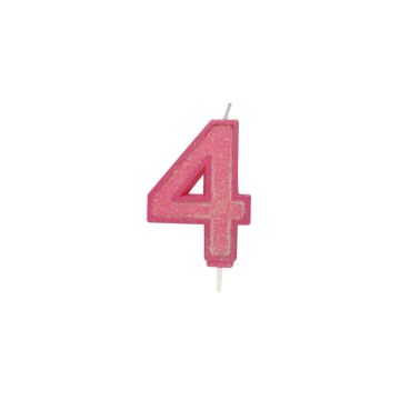 CANDLE PINK SPARKLE "4"