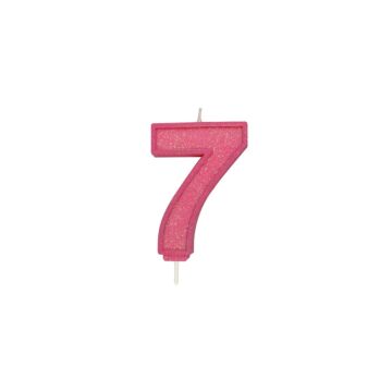 CANDLE PINK SPARKLE "7"