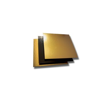CAKE BOARD SQUARE GOLD & BLACK 14CM